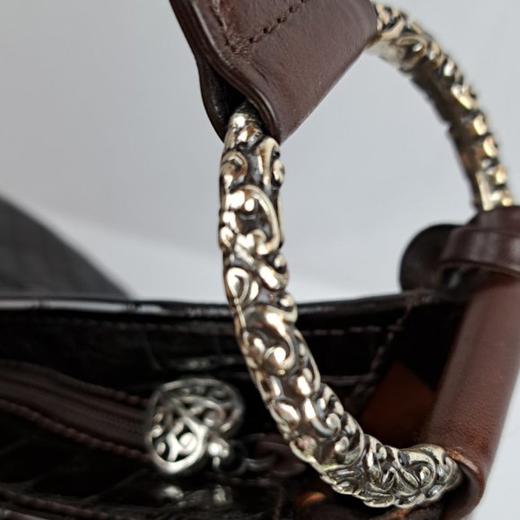 Brighton Cher Croc Embossed Glossy Patent Leather Hobo Bag - Picture 5 of 16